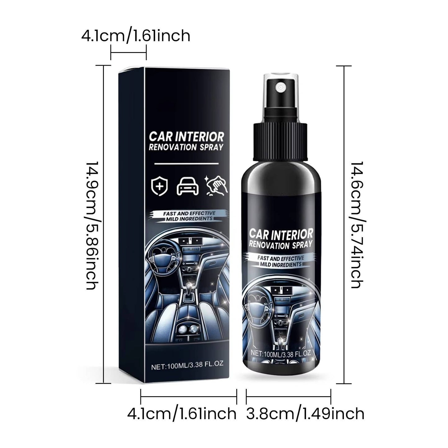 Set de 3 Nettoyants Professionnels pour Intérieur de Voiture