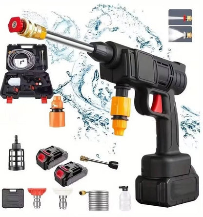 Ensemble de Pistolet à Eau Haute Pression Portable Sans Fil | Idéal pour Nettoyer les Voitures, Terrasses et Mobilier de Jardin