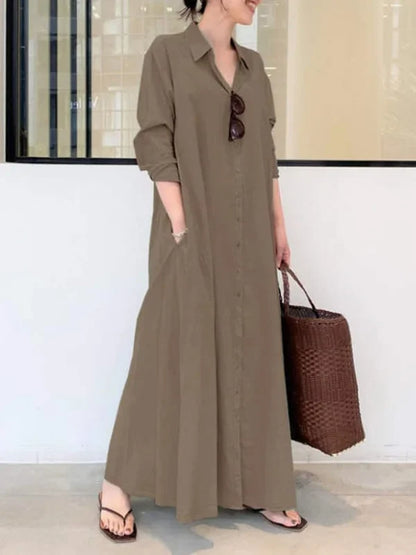 Stellania | Robe Maxi Femme Couleur Unie
