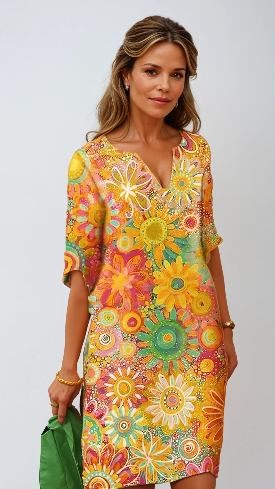Robe Hannah | Décolleté en V & Fleurs | Élégance intemporelle | Confort optimal | Style polyvalent