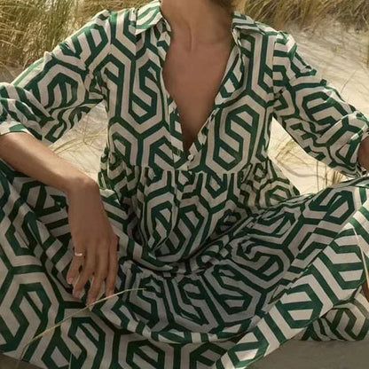 Ottilia | Robe à manches longues avec motif géométrique