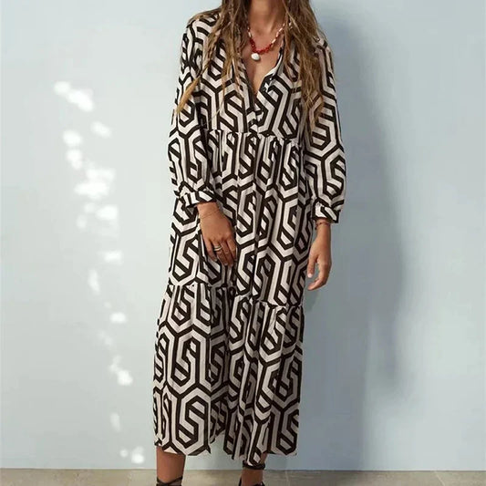 Ottilia | Robe à manches longues avec motif géométrique