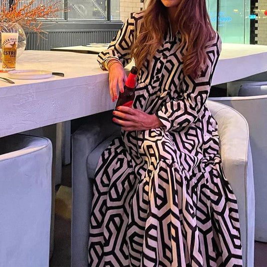 Ottilia | Robe à manches longues avec motif géométrique