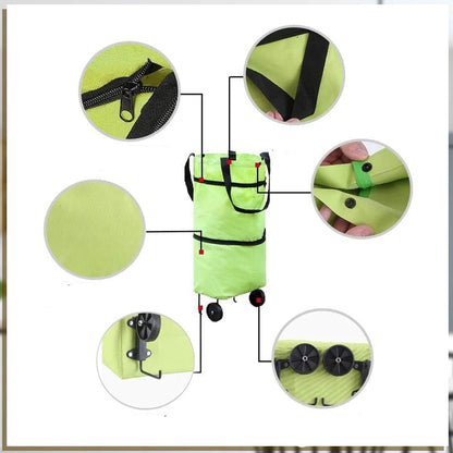 Sac de courses pliable 2-en-1 avec roues