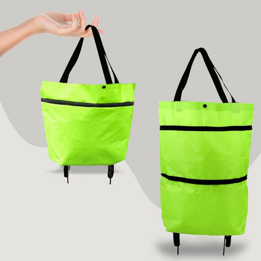 Sac de courses pliable 2-en-1 avec roues