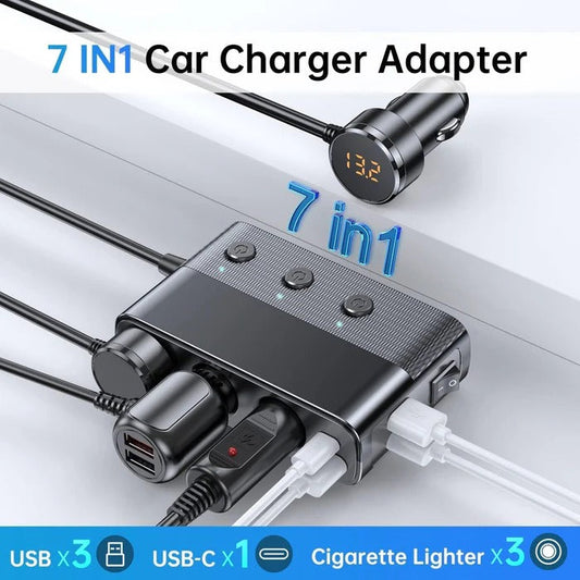 7-in-1 car adapter for cigarette lighter