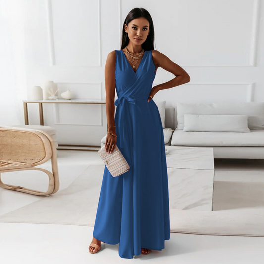 Sleeveless V-neck dress for women | Maxi