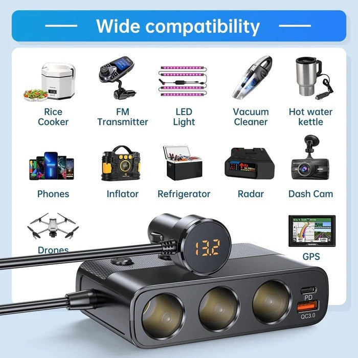 7-in-1 car adapter for cigarette lighter