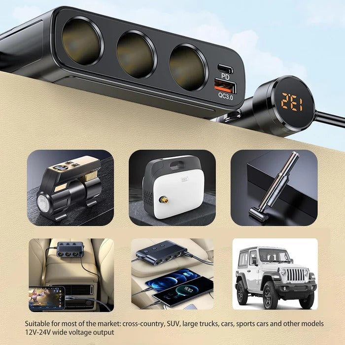 7-in-1 car adapter for cigarette lighter