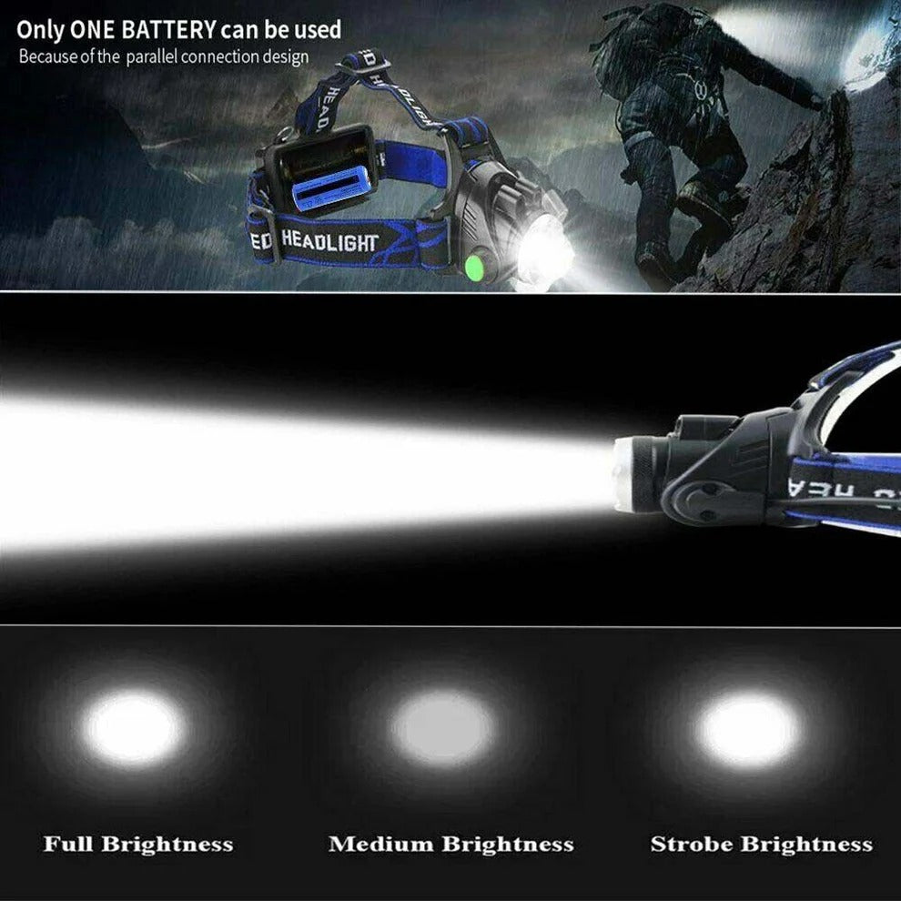 990000LM Lampe Frontale Rechargeable LED