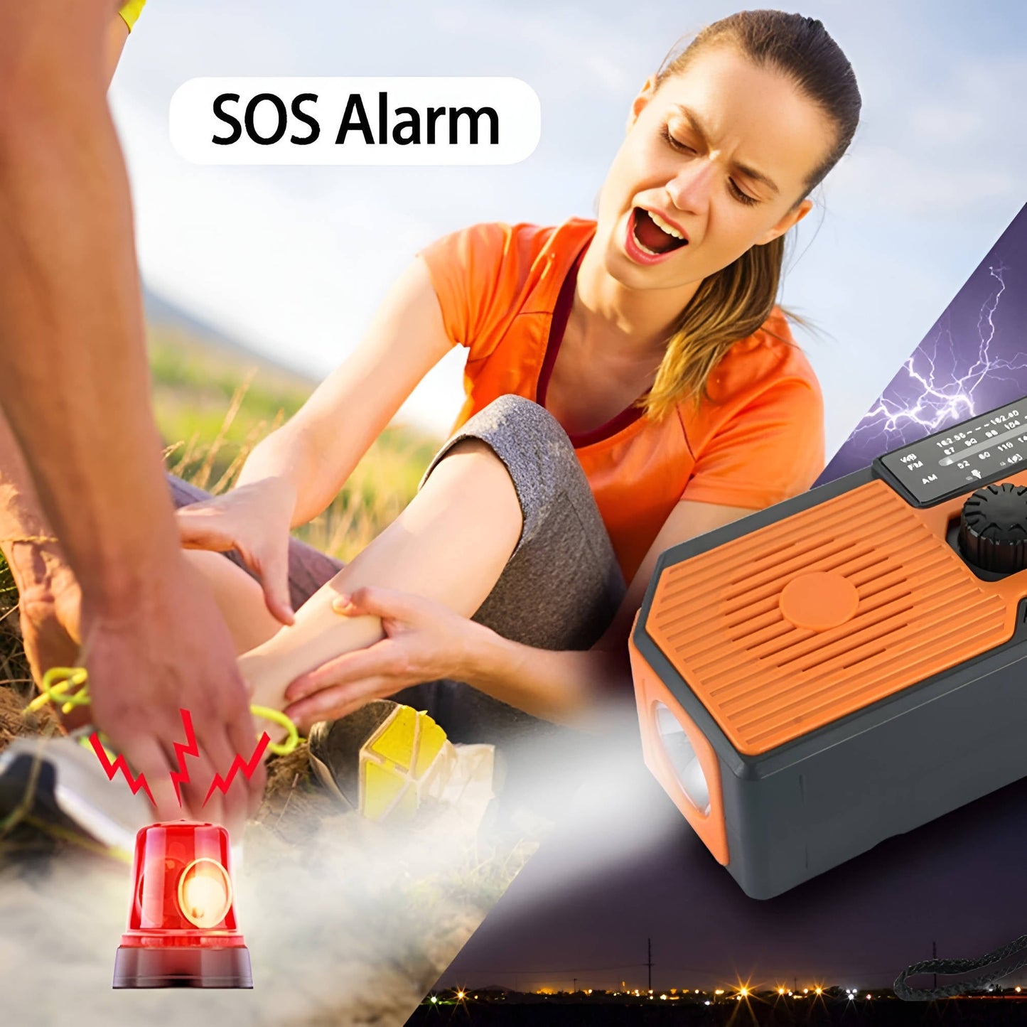 Radio d'urgence à manivelle solaire