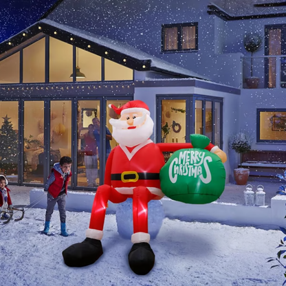 Géant de 8 pieds LED Père Noël Grimpant Gonflable – Décoration de Noël Extérieure Premium
