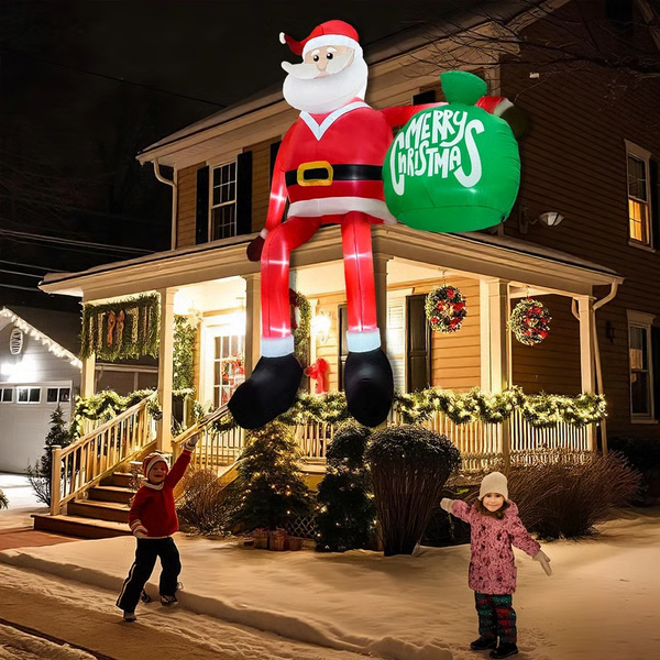 Géant de 8 pieds LED Père Noël Grimpant Gonflable – Décoration de Noël Extérieure Premium
