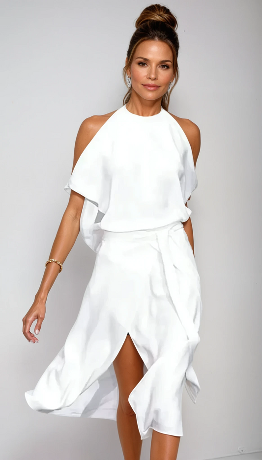 Madonna | Elegant dress with fashionable necklines.