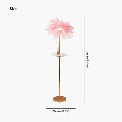 Lampe sur pied en plumes d'autruche avec plateau, scandinave, 3 couleurs