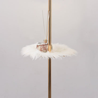 Lampe sur pied en plumes d'autruche avec plateau, scandinave, 3 couleurs