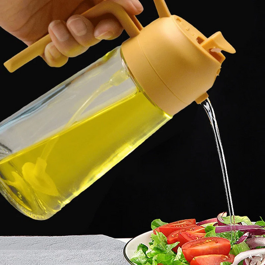 Pulvérisateur et distributeur d'huile en verre 2-en-1