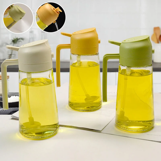 Pulvérisateur et distributeur d'huile en verre 2-en-1