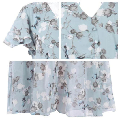 Maxi Dress with V-Neckline and Floral Print for Women