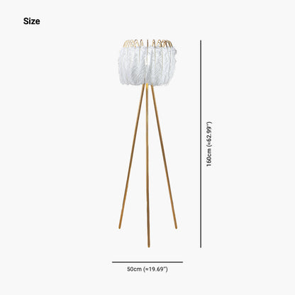 Lampe sur pied en plumes d'autruche style scandinave trépied, blanche